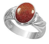 Arwacraft Certified 10.00 Carat Sunstone Sunsitara Silver Plated Ring Panchdhatu Natural Sunstone Sunsitara Gemstone Ring Anguthi For Astrological Purpose For Men And Women-B0C41ZM8MRNAMZ