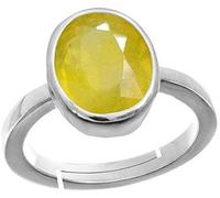 Arwacraft Certified 14.25 Carat Deluxe Quality Natural Yellow Sapphire Panchdhatu Silver Plated Adjustable Ring Gemstone By Lab Certified(Top Aaa+) Quality For Unisex-B0831QF5MRNAMZ