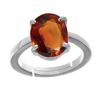 Arwacraft Certified Unheated Untreatet Aaa+ Quality And Certified By Wtgtl Natural Gomed Stone Silver Plated Ring Adjustable Hessonite 12.25 Ratti-B08RY538MRNAMZ