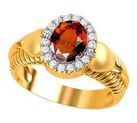 Arwacraft Gomed Gold Plated Ring 13.00 Carat Natural And Certified Hessonite Garnet (Gomed) Astrological Gemstone Adjustable For Men And Women-B0BX4DL8MRNAMZ