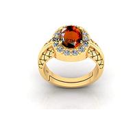Arwacraft Gomed Gold Plated Ring 13.00 Carat Natural And Certified Hessonite Garnet (Gomed) Astrological Gemstone Adjustable For Men And Women-B0BX4BQWMRNAMZ