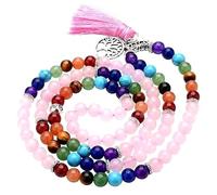 Arwacraft Madhav Crystal Natural, Rose Quartz Chakra Mala 8 Mm Nacklace || Crystal Japa Mala For Meditation Yoga Mala Reiki Heal Healing Stone For Unisex-B0CB3K6SMRNAMZ