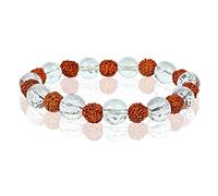 Arwacraft Natural Rudraksha With Clear Quartz (Sphatik) Braceletdiamond Cut 10 Mm Beads For Unisex Adult-B0BLYNQ9MRNAMZ