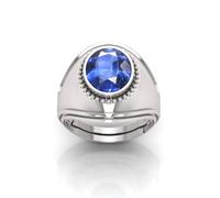 Arwacraft Neelam Ring 7.25 Carat Certified Aaa++ Quality Natural Blue Sapphire Neelam Gemstone Ring Silver Plated For Men And Women'S-B0CW3K71MRNAMZ