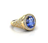 Arwacraft Origianal Certified 7.50 Carat Handcrafted Finger Ring With Beautifull Stone Men & Women Jewellery Collectible Neelam Ring Gold Plated For Men And Women Lab - Certified-B0CH8X7HMRNAMZ