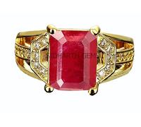 Arwacraft Ruby Stone 7.25 Ratti / 6.00 Carat With Lab Tested Certified Untreated Unheated Natural Manik Gemstone Manikya Gold Plated Adjustable Ring For Women And Men-B0CK5LWYMRNAMZ