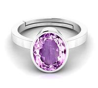 Arwacraft Unheated Untreatet 11.60 Carat Aa+ Quality And Certified By Wtgtl Natural Amethyst Stone Tone Adjustable Silver Plated Ring For Men And Women-B092Q43XMRNAMZ