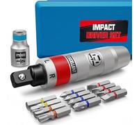 Arwealxs 13 Piece 1/2" Drive Manual Impact Driver, Reversible Hand Impact Screwdriver Set with Slotted, Hex, Phillips Bit Kit, for Tighten and Rusted Fasteners or Frozen Bolts, with Storage Case