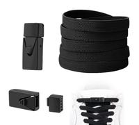 ARWIG 2 Pairs Black Elastic Shoe Laces with Buckles | No tie laces for adults trainers sneakers casual shoes 8mm wide easy slip-on convenience