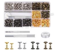 ARWIG 240 Pcs Leather Rivets | 2 Sizes Rivet Set | 4 Colors Rivets for Leather | Leather Repair Set | Rivet Pliers Set | Leather Rivets with Studs for DIY Bag Shoes Belt Hat