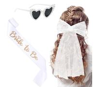 ARWIG 3 Pcs Bride to be Decorations | hen Party Accessories | hen do Veil | Bride to be Sash | Bride Sunglasses | hen do Accessories for Team Bride | hen do Decorations