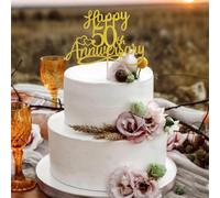ARWIG 50th Happy Anniversary Cake Topper | Golden Wedding Anniversary Decorations | Cake Decorations for 50th Wedding Anniversary Party