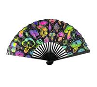ARWIG Hand Fan Folding for Adults, Premium Rave Fan Folding Fans Handheld for Dance Parties Disco Party Beach Drag Queen Performances, Essential Rave Accessories Gift (Mushroom Pattern)