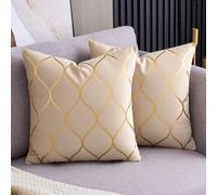 Arwllzz Cream Velvet Cushion Covers 40x40 Set of 2 Luxury Golden Decorative Throw Pillow Case Soft Yellow Beige Modern Square Pillowcases for Sofa Couch Bedroom (16 x 16 Inch)