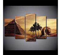 ARXYD 5 Pieces Canvas Pictures Home Decoration Wall Art Pictures Living Room Poster 5 Pieces Egyptian Pyramids Painting Canvas Sunset Desert Hd Printed Hd Print Picture Wall Art Canvas Pa 150*100 CM
