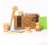 ARYA. | Eco Dish Brush & Sponge Set | 4 Kitchen Washing Up Brushes, One Replacement Head & 6 Cellulose Sponges | Wood, Natural Fibers & Cellulose | Eco Friendly Alternatives
