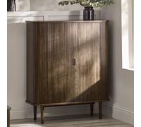 Arya Ribbed Dark Oak Wine Cabinet - 2 Door