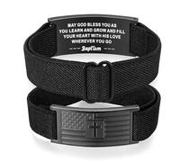 AryaHozel Baptism Gifts for Boys, Black American Flag Cross Bracelet Christian Jewelry Catholic Baptismal Christening Gifts for Boys Kids Adults Men Son Grandson Baptism Gift From Godparent