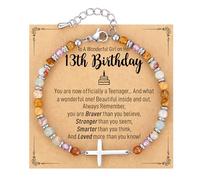 AryaHozel Dainty Cross Bracelet for Women - 13th to 60th Birthday Gifts for Her, Christian Gifts for Women, Sister, Friend, Mom, Daughter | Birthday, Valentine's Day, Easter, Christmas Gift, One Size