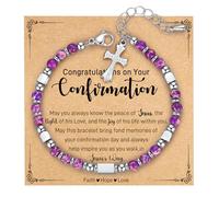 AryaHozel Small Gemstone Cross Bracelet, Valentine's Day Gift for Kids/Girls/Girls/Her, Easter Basket, Birthday, Christian, Religious, Confirmation, First Communion, Medium, Metal, No Gemstone