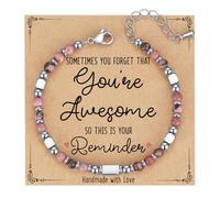AryaHozel Tiny Gemstone Beaded Bracelets for Women Teen Girls, You are Awesome Bracelets, Unique Gifts for Her Friend Sister Mom Daughter Granddaughter on Mothers Day/Birthday/Graduation/Easter, M