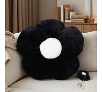 Aryan Large Flower Pillow, 45cm Black Daisy Shaped Floor Cushion Decorative Throw Pillows for Sofa Couch Chair Bed Bedroom Room Decor (black, 45cm)