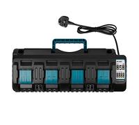 ARyee DC18SF 4 Ports Fast Charger Compatible with Makita 14.4-18V Lithium Batteries BL1860, BL1850, BL1840, BL1830, Replace for DC18RD DC18RC DC18RA DC18RF DC18SF, 3A Rapid Charger with 2 USB Ports
