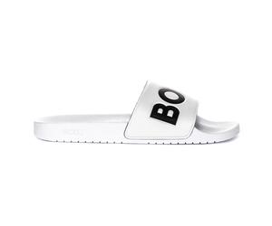 Aryeh Slide Natural Contrast Logo Sliders - male - Boss - Sliders - White - 12 UK - Shoes 12 UK