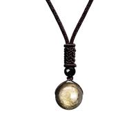 ARYIMYDP 1 Natural Golden Obsidian Lucky Necklace, Round Stone Pendant with Unique Shine, Each Stone is a Unique Specimen, Symbolic Gift for Special People
