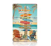 ARYIMYDP 1 Piece Vintage Beach Retro Metal Sign with Oceanic Pattern, Sunscreen and Rusty Finish, Ideal for Bar, Living Room and Outdoor Terrace Decoration