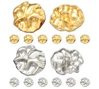 ARYIMYDP 12 Gold & Silver Buttons Set, Irregular Matt Shiny, Flat Back, Easy Sewing, for Summer Jacket, T-Shirt, Blouse & Craft Projects