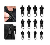 ARYIMYDP 12 Pieces Zipper Repair Kit, 3 Sizes, Removable Zipper Replacement, No Tools, Easy to Assemble, Durable, for Jackets, Coats, Backpacks
