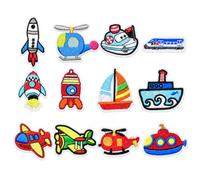 ARYIMYDP 12Pcs Iron on Patches Kids Transport Embroidered Patches Rocket Aircraft Ship for Clothes Jeans Jacket Backpack Hat Repair DIY Decoration for Clothes DIY Craft Decoration