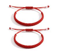 ARYIMYDP 2 Pcs Red Hand Braided Bracelet Adjustable Fortune Bracelet for Boys Adults Birthday Valentine's Day Gift