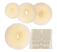 ARYIMYDP 24-Piece Bun Pillow Set, Doughnut Hair Cushion Bun Maker with U-shaped Hair Clips, Hair Doughnut Bun Aid for Updo Hairstyles, Hairstyle Accessories for Women Girls Dancers, Beige
