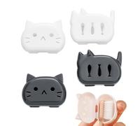 ARYIMYDP 4 Pieces Travel Toothbrush Head Protective Cap with Clip, Portable Toothbrush Cover Against Dust and Dirt, Cute Cat Shape for Bathroom, Travel, Hotel, Home and Daily Life