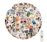 ARYIMYDP 50 Pcs Funny Cat Stickers Waterproof Glossy Vinyl Cat Lover Meme Stickers, Cute Stickers, Water Bottle, Scrapbook, Phone