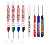 ARYIMYDP 7 Pieces Deep Hole Markers, Permanent Marker with Fine Tip, Deep Place Marking Pen with Long Tip (45 and 20 mm) (4 Different Colors)