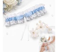 ARYIMYDP Bridal Set Blue, Lace Garter and Wrist Corsage, Wedding Accessories for Bride, Bridesmaid, JGA, Photo Shoot, Evening Party, Bridal Accessory, Something Blue, Wedding Photo, Party
