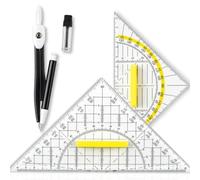 ARYIMYDP Flexible Geometric Set with 2 Squares and 1 Compass, Random Color Compass for Precise Drawing, Multifunctional Tools for School Office and Designer