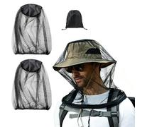 ARYIMYDP Pack of 2 Mosquito Net Head for Most Hats, with 1 Carry Bag, Ultra Large Insect Protection Net with Extra Fine Mesh, Mosquito Net Outdoor, for Gardening, Camping, Fishing, Hiking
