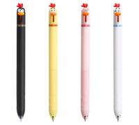 ARYIMYDP Pack of 4 Googly Eyes Chicken Ballpoint Pens, Cute Click Pen with Cute Animal Design, Ergonomic for School and Office, Includes Storage Box as a Gift for Children and Teenagers