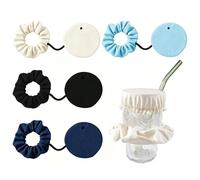 ARYIMYDP Pack of 4 Headband Drink Cover Anti-Spike Drink Cover Reusable Drink Cover with Straw Hole Protection Against Drops Dust Insects for Bar Club Festival Party Travel