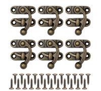 ARYIMYDP Pack of 6 Tension Latches, Twist Latches, Vintage Hasp, Box Lock and Latch Hooks, Small, Bronze Locks with Screws for Wooden Boxes, Furniture, Jewellery Boxes
