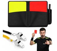 ARYIMYDP Stainless Steel Referee Whistle with Black/Yellow Lanyard & Storage Box + Yellow/Red Cards, Professional Whistle for Football, Training, Physical Lessons & Dog Training