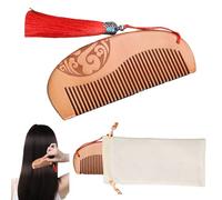 ARYIMYDP Wooden Comb with Floral Carving for Labor, Ergonomic Design Antistatic Birth/Future Gift, Portable with Velvet Case (1 Piece)