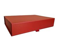 Aryllis A4 Shallow Luxury Gift Box with Magnetic Lid, Red, Gift Hamper for Birthday & Anniversary Presents - 33cm x 25cm x 7cm