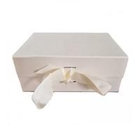 Aryllis A5 Deep Luxury Gift Box with Magnetic Lid and Stylish Silk Ribbon, Ivory, Gift Hamper for Birthday & Anniversary Presents - 23.5cm x 17cm x 10cm