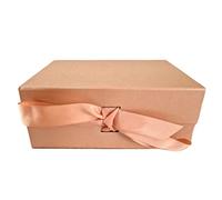 Aryllis A5 Deep Luxury Gift Box with Magnetic Lid and Stylish Silk Ribbon, Rose Gold, Gift Hamper for Birthday & Anniversary Presents - 23.5cm x 17cm x 10cm