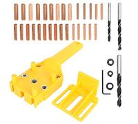 Arythia 38Pcs Dowelling Jig Kit, Self Centering Woodworking Drill Guide and Pocket Hole Jig, Adjustable Wood Dowel Locator, Carpentry Jointing Tool